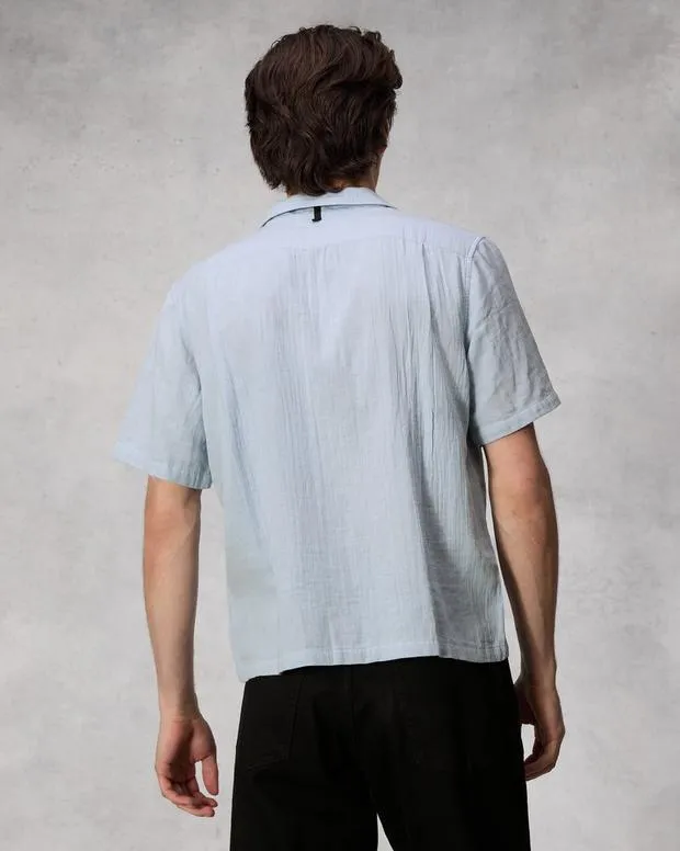 Men Shirts Rag and Bone Avery Resort Gauze Shirt Dusty Blue