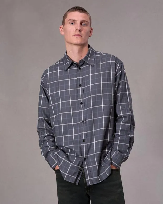 Men Shirts Rag and Bone Matthew Flannel Shirt Sharkblu Plaid