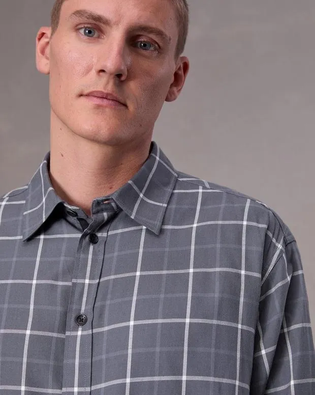 Men Shirts Rag and Bone Matthew Flannel Shirt Sharkblu Plaid