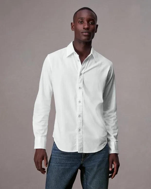 Men Shirts Rag and Bone Tomlin CottonBlend Shirt White