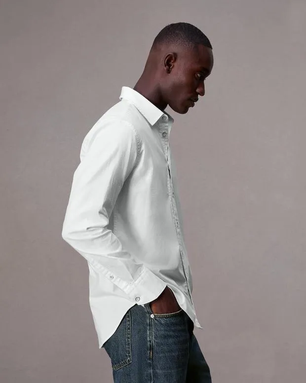 Men Shirts Rag and Bone Tomlin CottonBlend Shirt White
