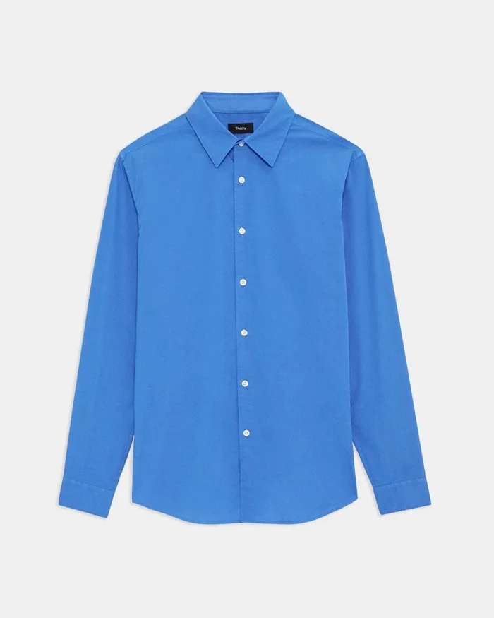 Men Shirts Theory Irving Shirt In Cotton Palace Blue
