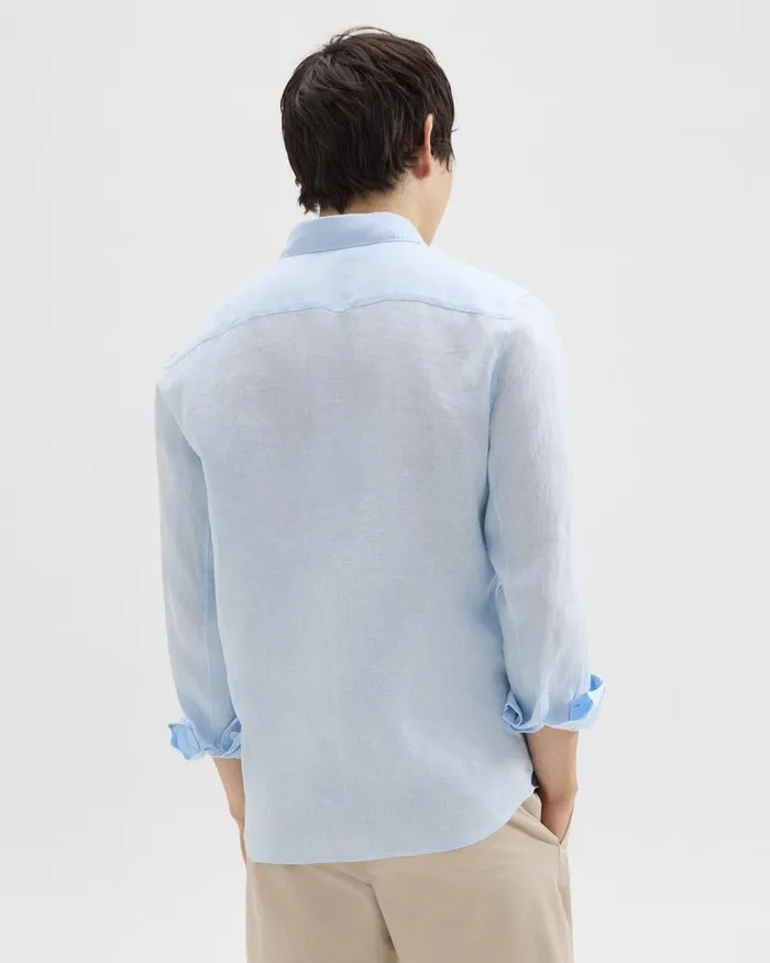 Men Shirts Theory Irving Shirt In Relaxed Linen Skylight