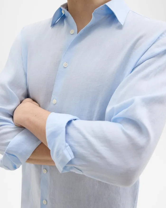 Men Shirts Theory Irving Shirt In Relaxed Linen Skylight