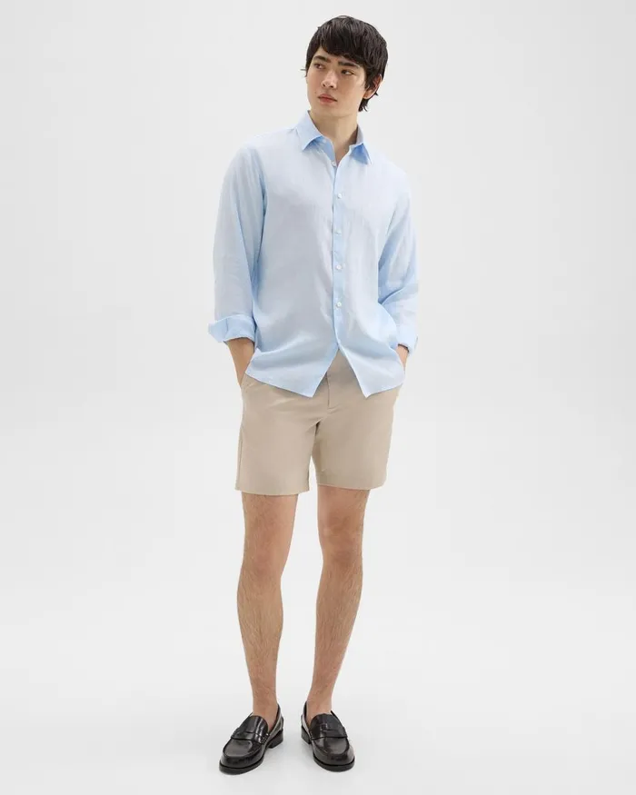 Men Shirts Theory Irving Shirt In Relaxed Linen Skylight