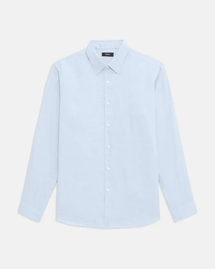 Men Shirts Theory Irving Shirt In Relaxed Linen Skylight
