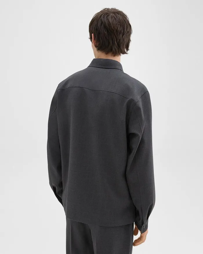 Men Shirts Theory Overshirt In WoolBlend Twill Pestle Melange