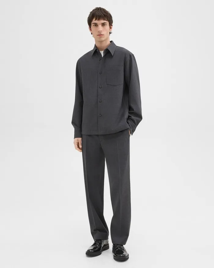 Men Shirts Theory Overshirt In WoolBlend Twill Pestle Melange