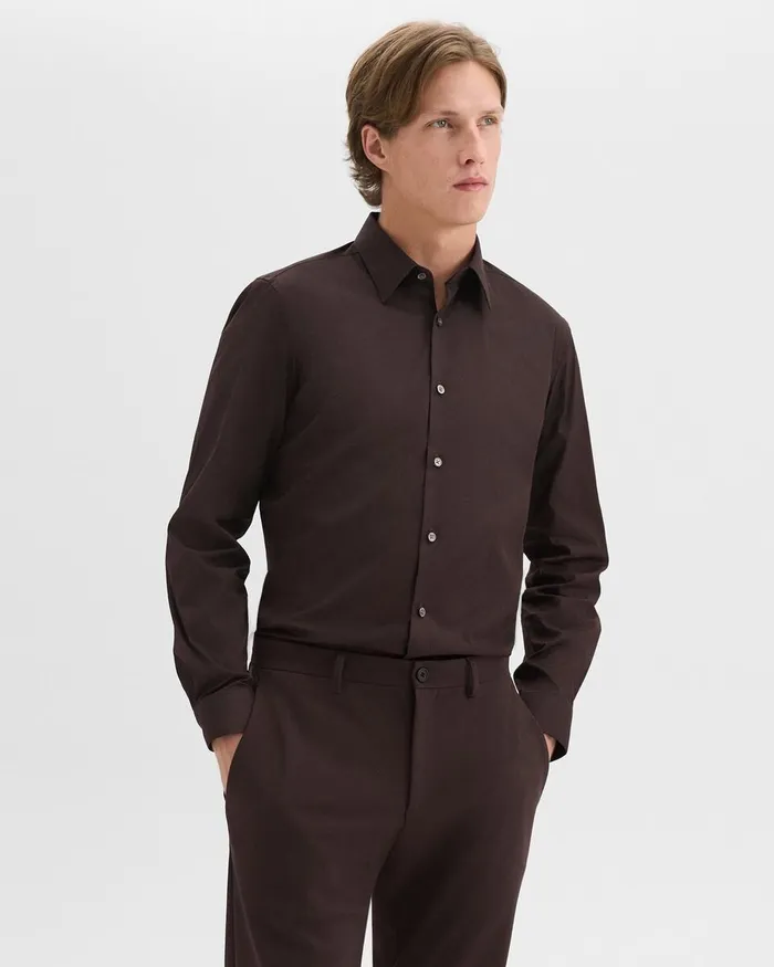 Men Shirts Theory Sylvain Shirt In Good Cotton Hickory