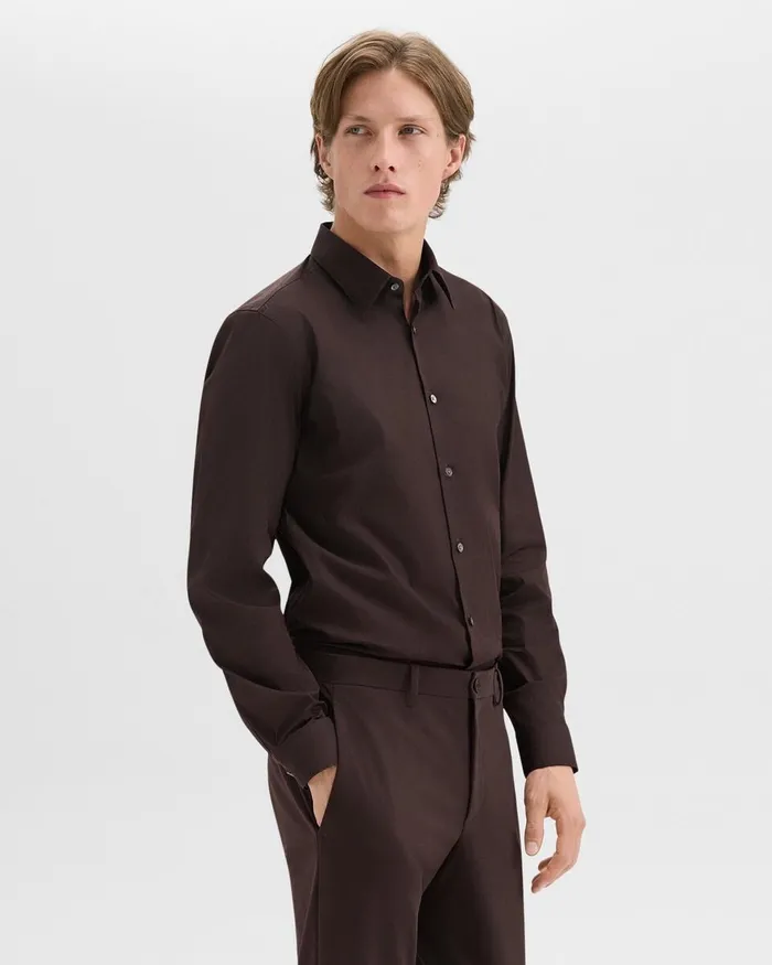 Men Shirts Theory Sylvain Shirt In Good Cotton Hickory