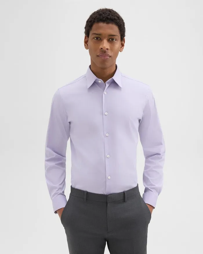 Men Shirts Theory Sylvain Shirt In Good Cotton Soft Iris