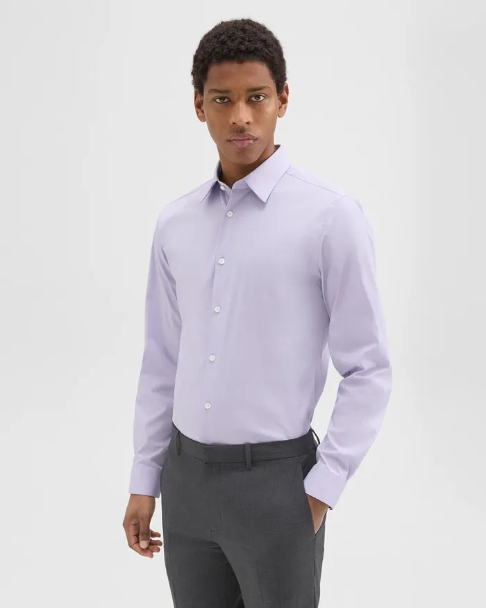 Men Shirts Theory Sylvain Shirt In Good Cotton Soft Iris