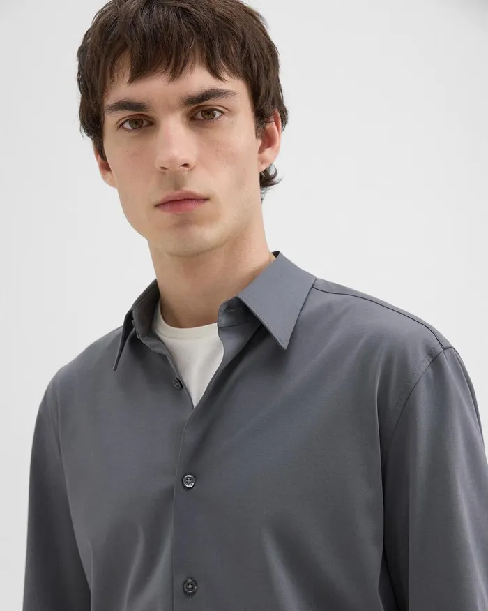 Men Shirts Theory Sylvain Shirt In Structure Knit Pestle