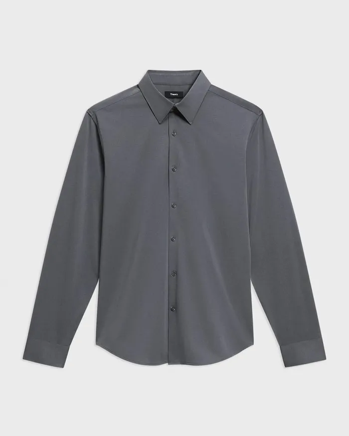 Men Shirts Theory Sylvain Shirt In Structure Knit Pestle