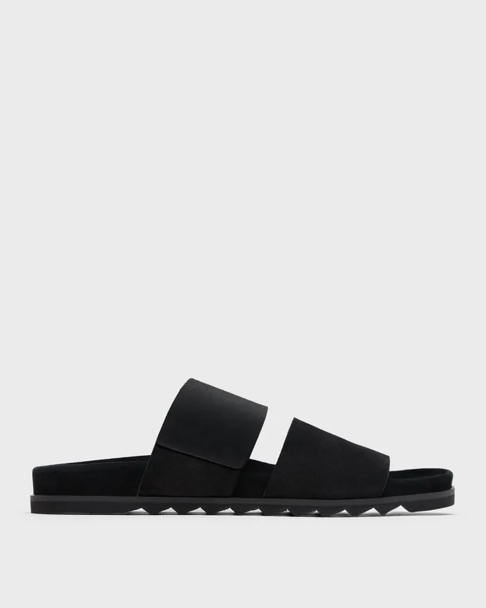 Men Shoes Theory Banded Slide Sandals In Suede Black