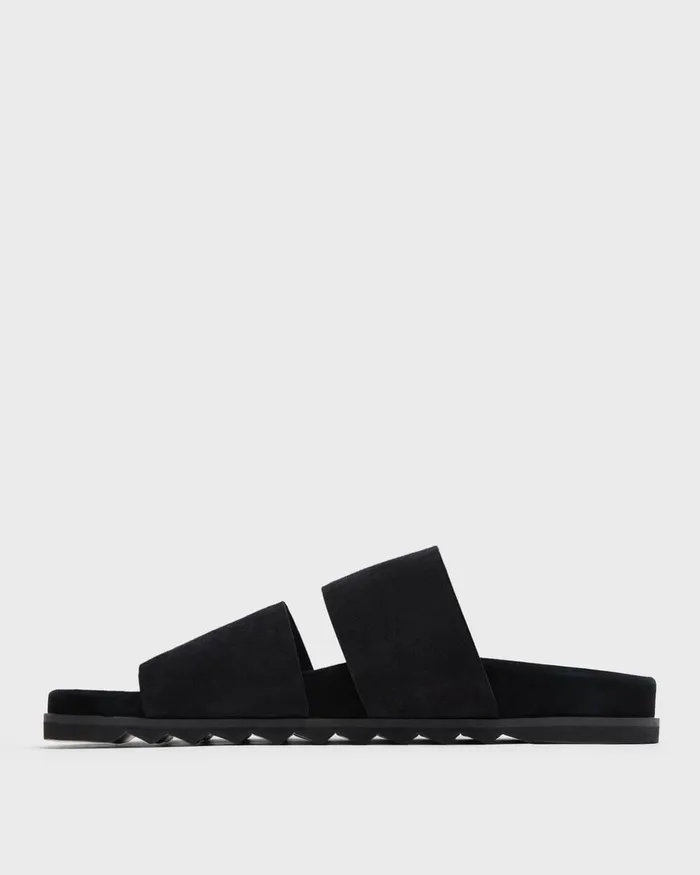 Men Shoes Theory Banded Slide Sandals In Suede Black