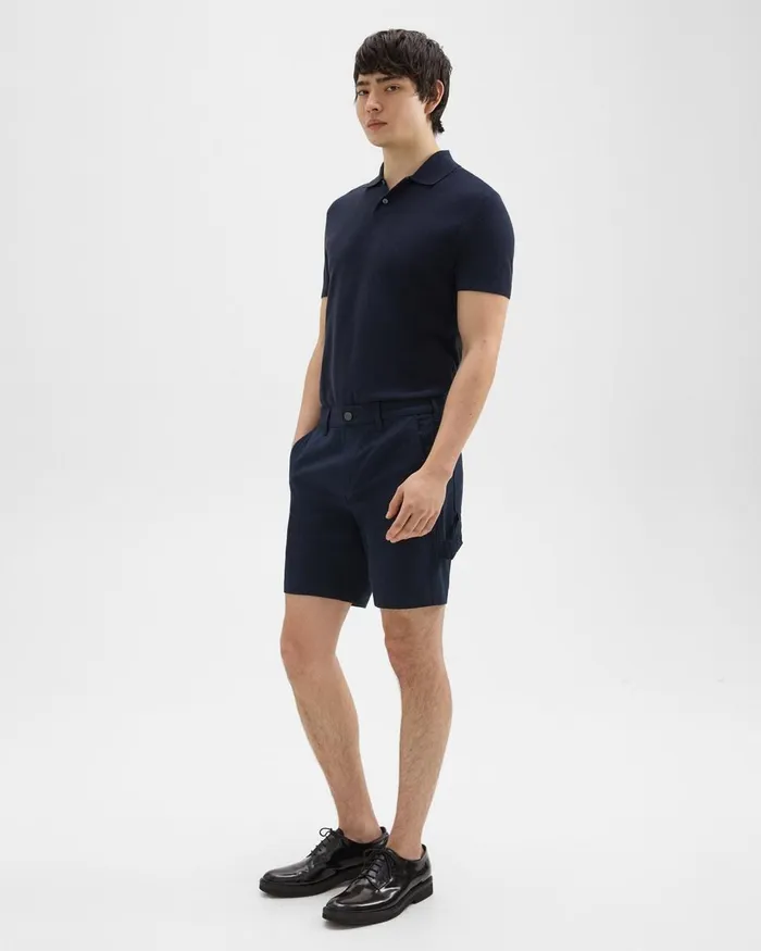 Men Shorts Theory Zaine 7quot Carpenter Short In Stretch Cotton Canvas Baltic
