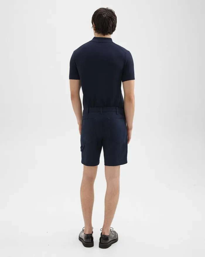 Men Shorts Theory Zaine 7quot Carpenter Short In Stretch Cotton Canvas Baltic