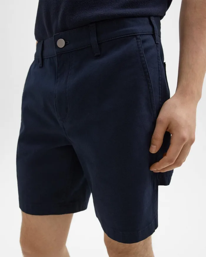 Men Shorts Theory Zaine 7quot Carpenter Short In Stretch Cotton Canvas Baltic