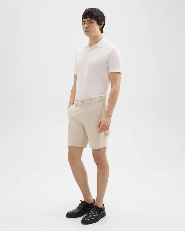 Men Shorts Theory Zaine 7quot Carpenter Short In Stretch Cotton Canvas Sand