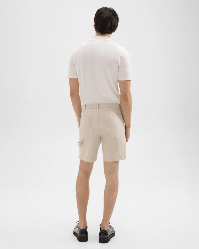 Men Shorts Theory Zaine 7quot Carpenter Short In Stretch Cotton Canvas Sand