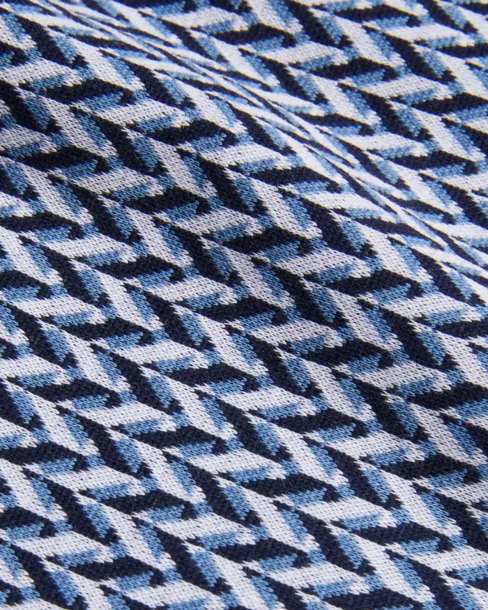 Men SKELT 8211 Jacquard Geometric Cotton Polo Shirt Blue Ted Baker Polo Shirts
