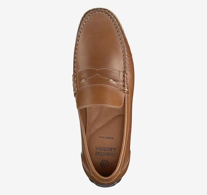 Men SlipOns and Loafers Johnston and Murphy Beck Penny Loafer Tan Full Grain