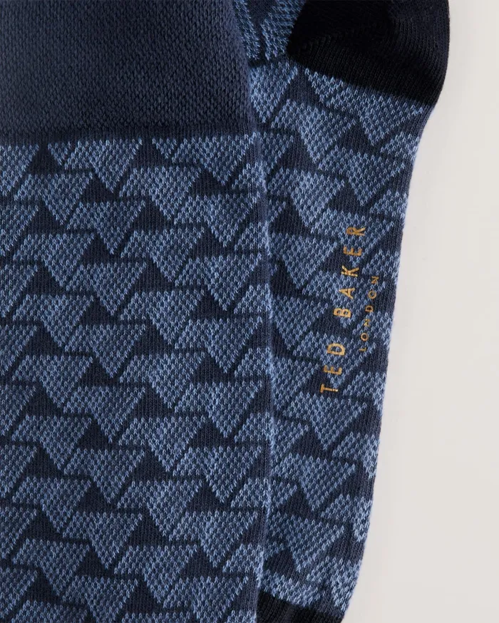Men SOKKSEV 8211 Tonal Geometric Patterned Socks Blue Ted Baker Socks