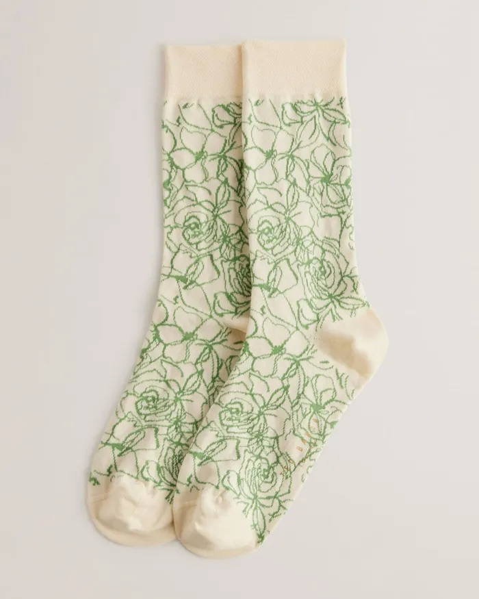 Men SOKKTWL 8211 Abstract Floral Pattern Socks Cream Ted Baker Socks Men SOKKTWL 8211 Abstract Floral Pattern Socks Cream Ted Baker Socks