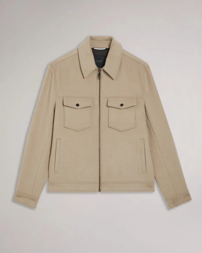 Men SOMERSS 8211 Wool Blend Trucker Jacket Natural Ted Baker Coats and Jackets