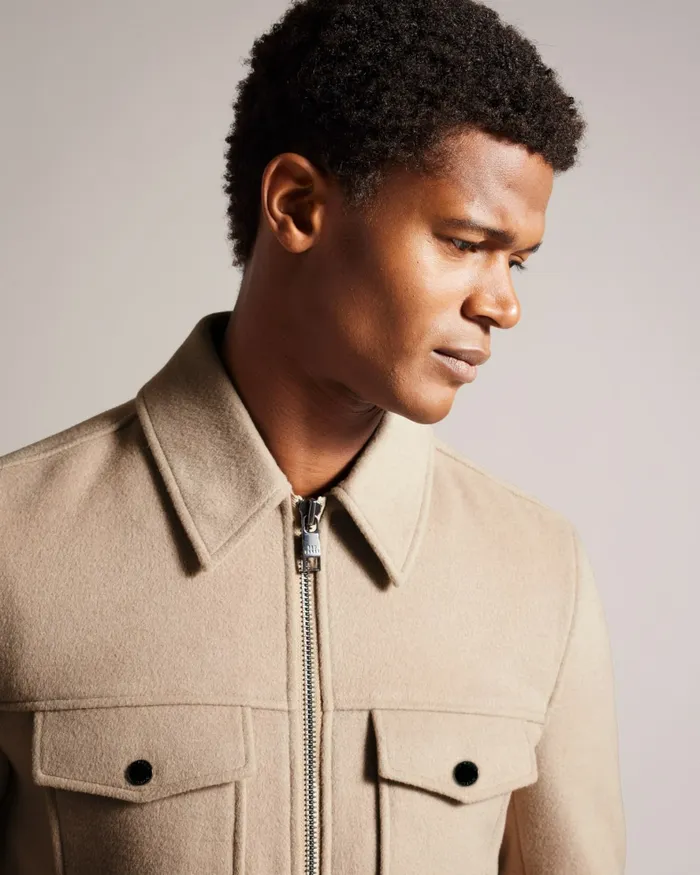 Men SOMERSS 8211 Wool Blend Trucker Jacket Natural Ted Baker Coats and Jackets Men SOMERSS 8211 Wool Blend Trucker Jacket Natural Ted Baker Coats and Jackets