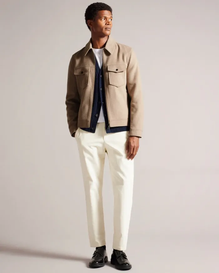 Men SOMERSS 8211 Wool Blend Trucker Jacket Natural Ted Baker Coats and Jackets Men SOMERSS 8211 Wool Blend Trucker Jacket Natural Ted Baker Coats and Jackets