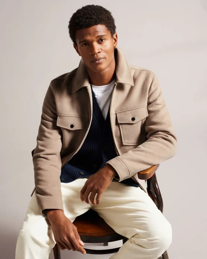 Men SOMERSS 8211 Wool Blend Trucker Jacket Natural Ted Baker Coats and Jackets Men SOMERSS 8211 Wool Blend Trucker Jacket Natural Ted Baker Coats and Jackets