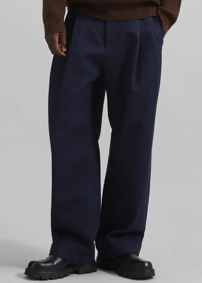 Men Stephen Pleated Denim Trousers 8211 Navy The Frankie Shop Bottoms