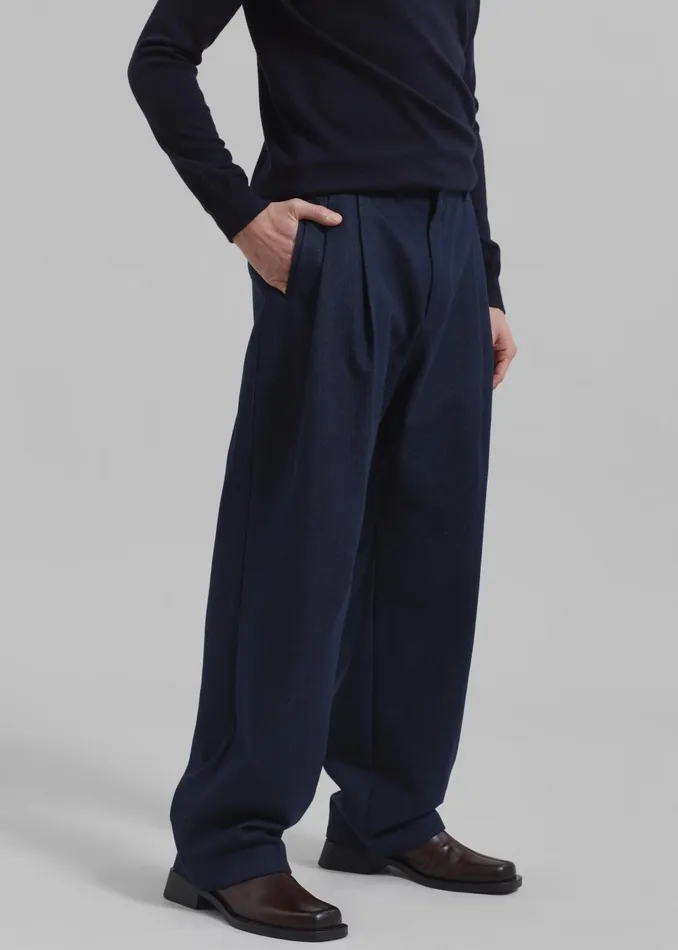 Men Stephen Pleated Denim Trousers 8211 Navy The Frankie Shop Bottoms