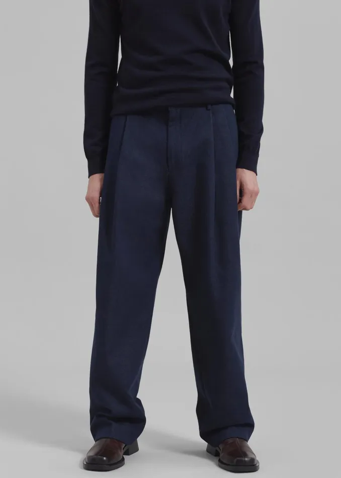 Men Stephen Pleated Denim Trousers 8211 Navy The Frankie Shop Bottoms