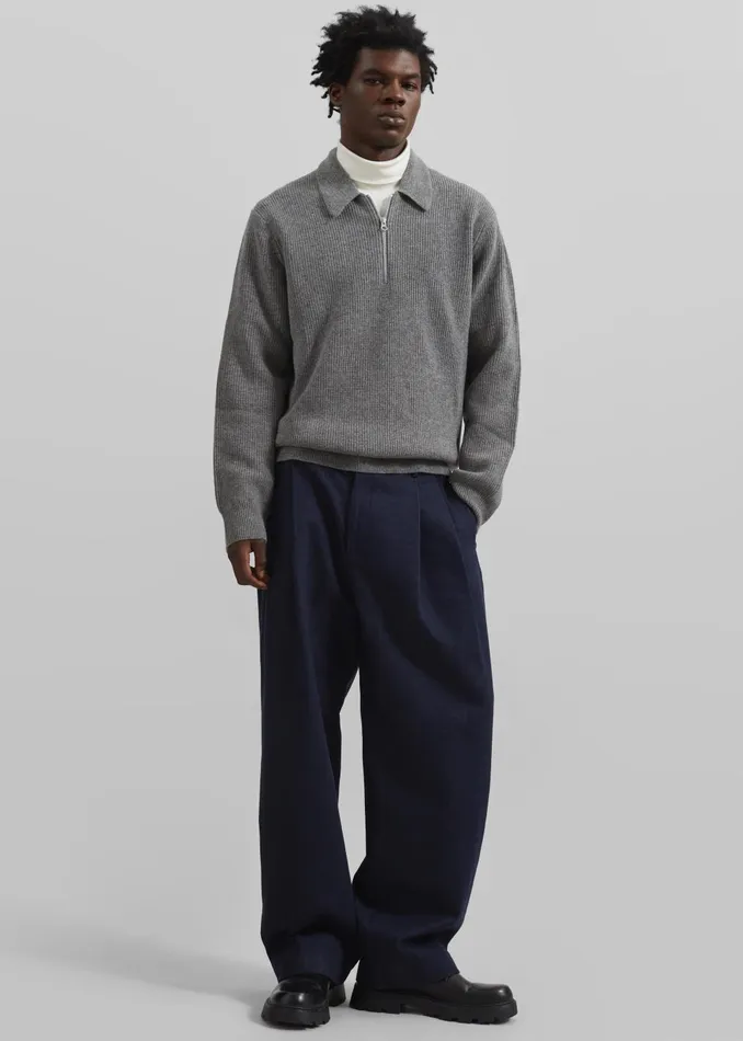Men Stephen Pleated Denim Trousers 8211 Navy The Frankie Shop Bottoms