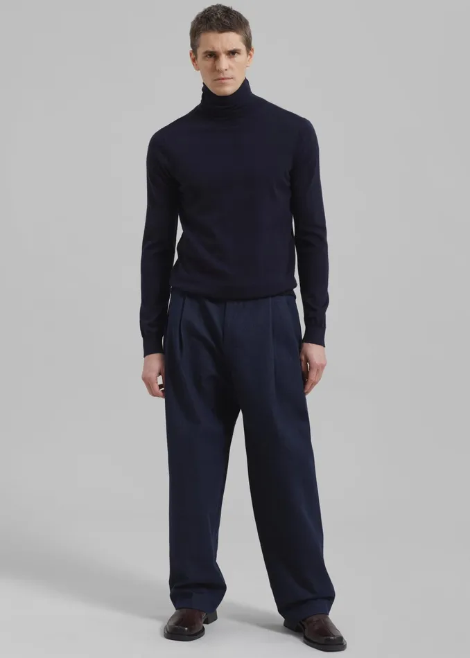 Men Stephen Pleated Denim Trousers 8211 Navy The Frankie Shop Bottoms