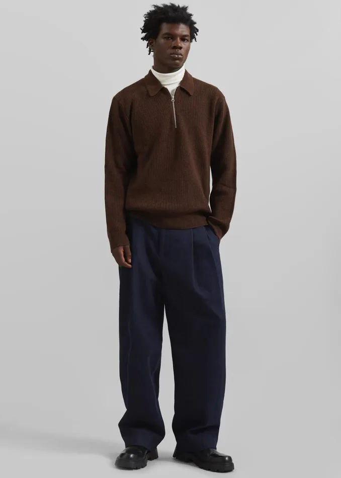 Men Stephen Pleated Denim Trousers 8211 Navy The Frankie Shop Bottoms