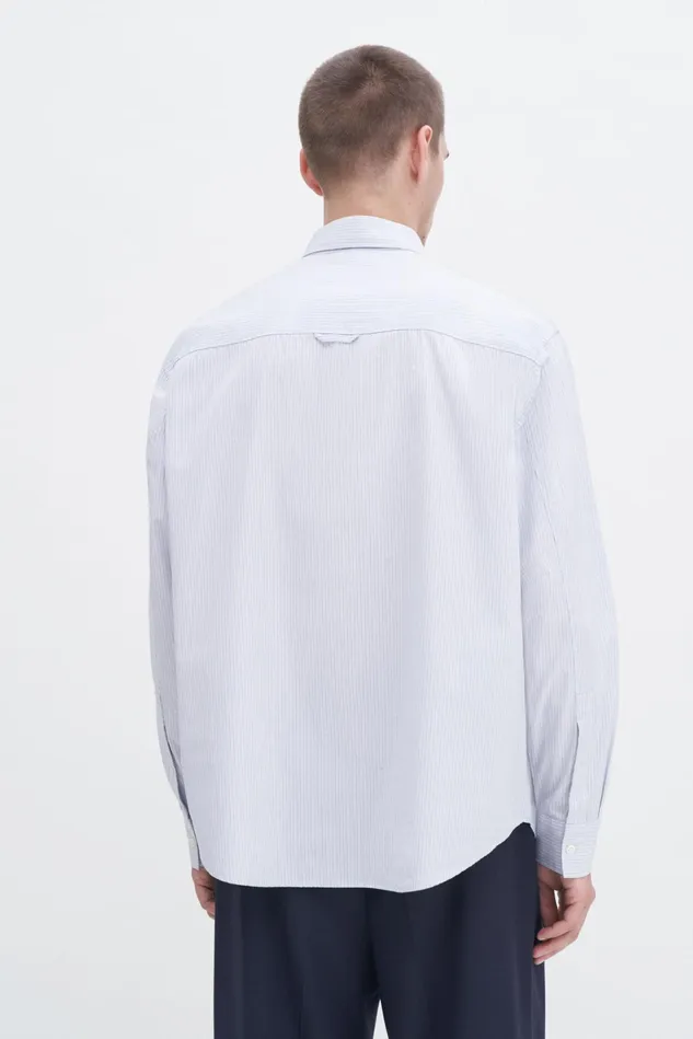 Men Stripe Button Down Shirt Soft Bluewhite Filippa K Shirts
