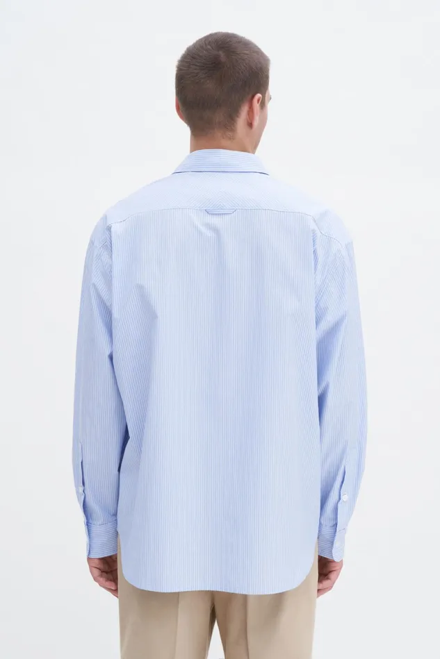Men Striped Cotton Poplin Shirt Light Bluewhite Stripe Filippa K Shirts