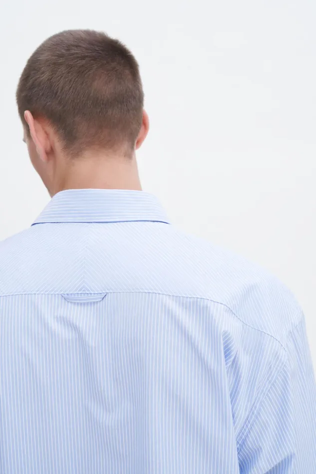 Men Striped Cotton Poplin Shirt Light Bluewhite Stripe Filippa K Shirts