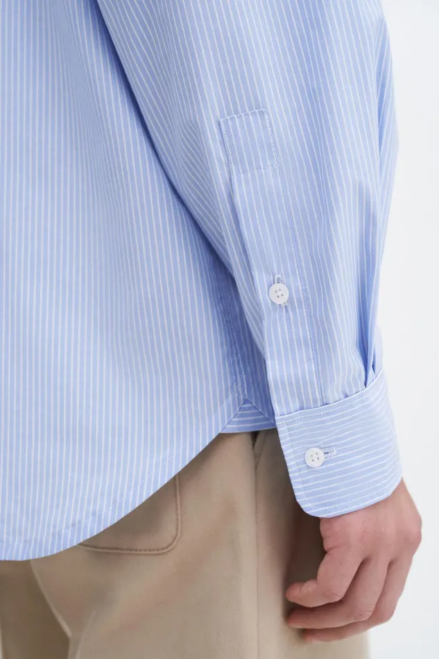 Men Striped Cotton Poplin Shirt Light Bluewhite Stripe Filippa K Shirts