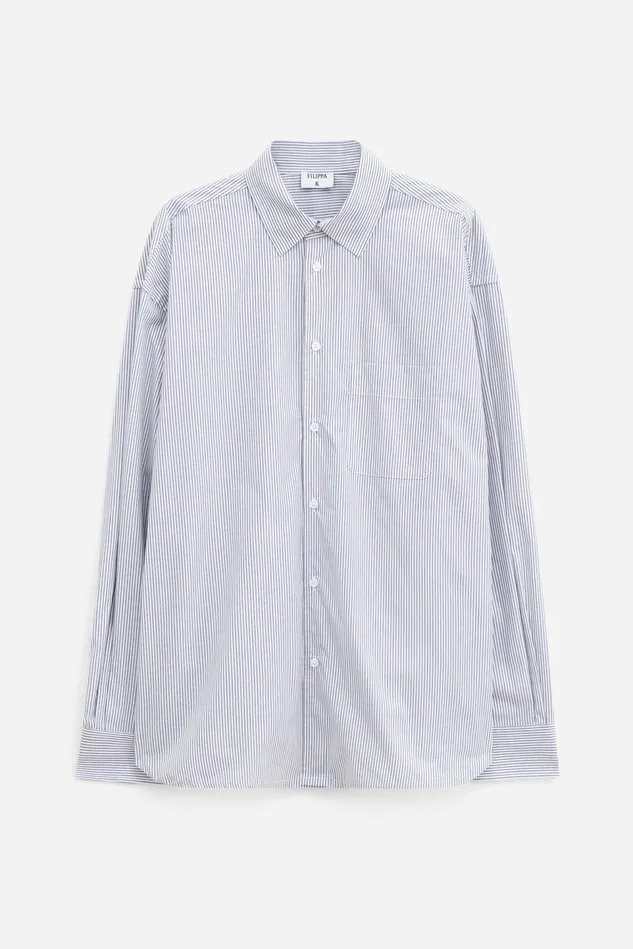 Men Striped Cotton Poplin Shirt Light Bluewhite Stripe Filippa K Shirts