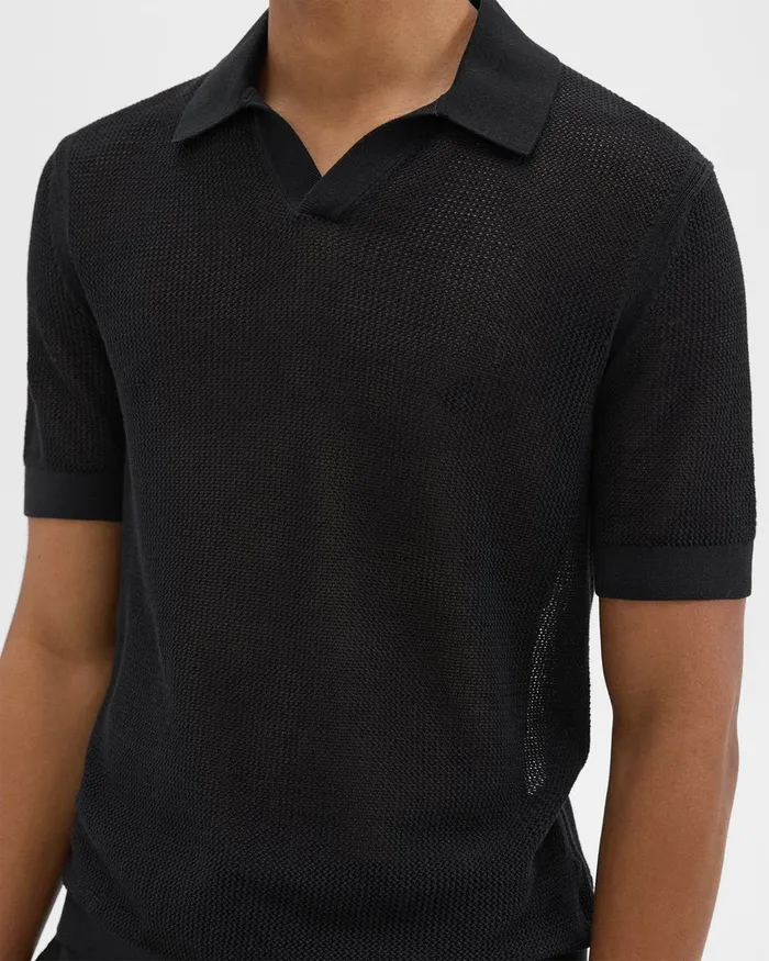 Men Sweaters Cardigans Theory Cairn Polo Shirt In Cotton Black
