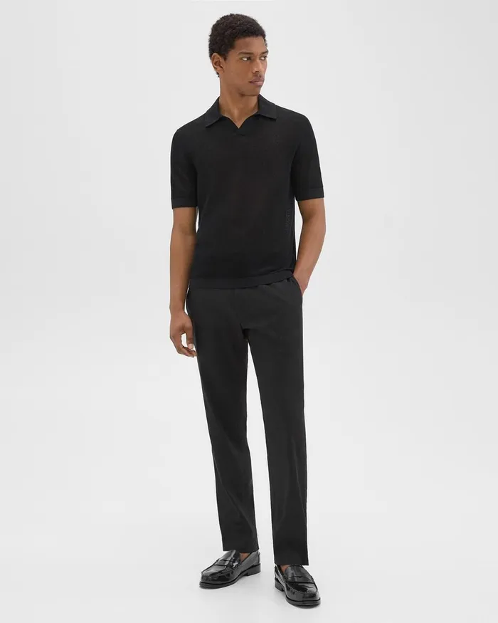 Men Sweaters Cardigans Theory Cairn Polo Shirt In Cotton Black