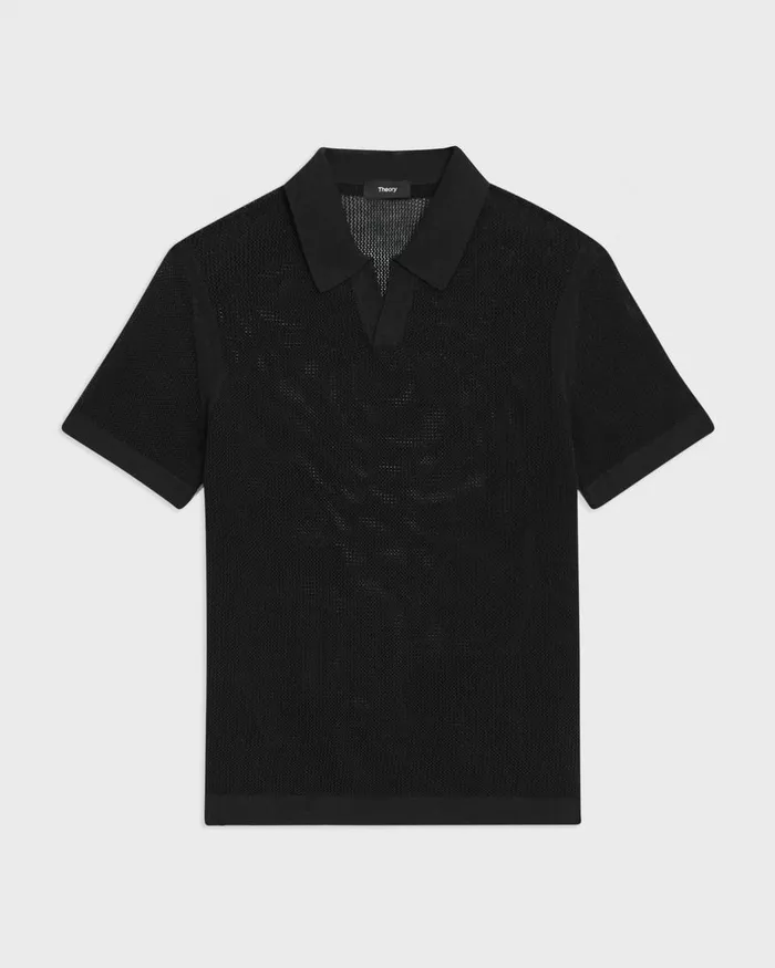 Men Sweaters Cardigans Theory Cairn Polo Shirt In Cotton Black