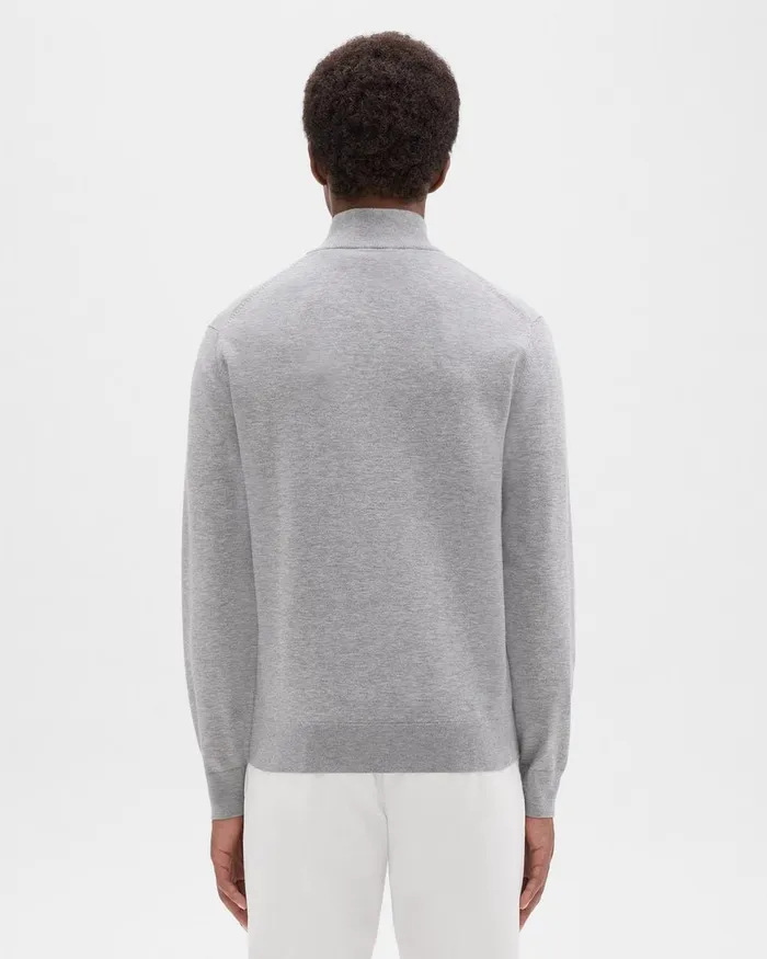 Men Sweaters Cardigans Theory Riland QuarterZip Sweater In Light Bilen Light Grey Heather