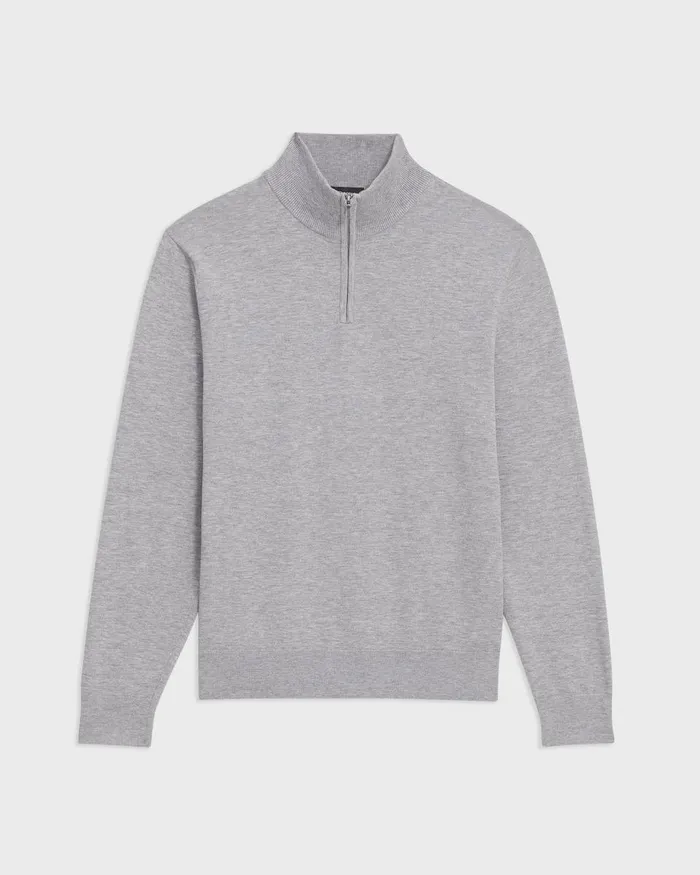 Men Sweaters Cardigans Theory Riland QuarterZip Sweater In Light Bilen Light Grey Heather