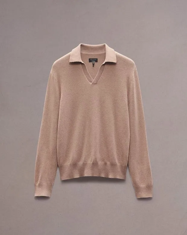 Men Sweaters Rag and Bone Downing Cashmere Polo Desert